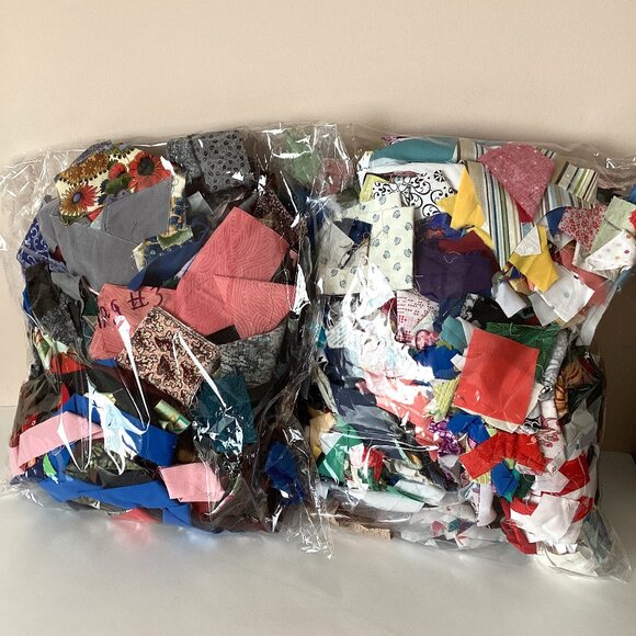 2 Bags of Small Fabric Scraps For Crumb Quilting or Teddy Bear Stuffing - Picture 1 of 3